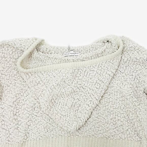 Young Fabulous & Broke Popcorn Knit Hoodie Sweater Small Cream Clean Girl Comfy - Picture 12 of 15